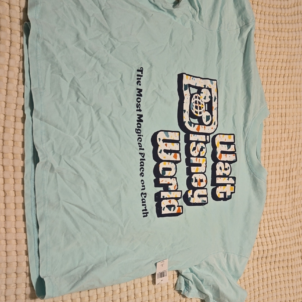 Disney Light Aqua Graphic Tee with Navy and Yellow Accents